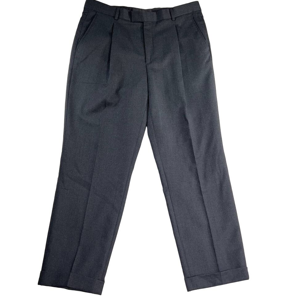 Perry Ellis Portfolio 100% Wool Pant Men 38S W x 30L Pleat Cuff Business Casual